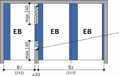 ventilation) B1, B2 = (see table on page 2) Free space for vertical pipelines, ventilation