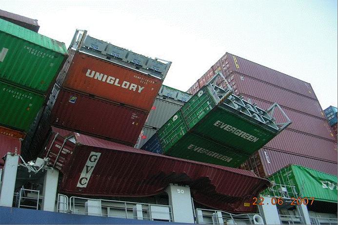 Container ship operation: Common reasons for stow collapse Container stows often fail due to: Container stacks being too heavy and too high overall, exposing the lower containers to excessive