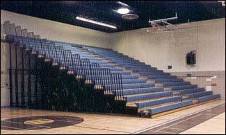 Pool Bleachers: Pool deck space in the natatorium was very important to the swimming and diving coaches because it gave them an area to do dry land training.