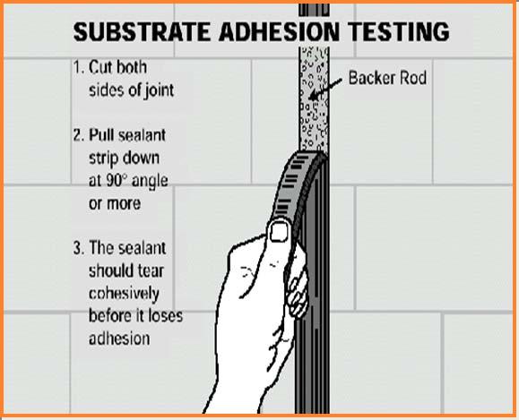 Sealant Installation Adhesion testing Always test for adhesion Test actual