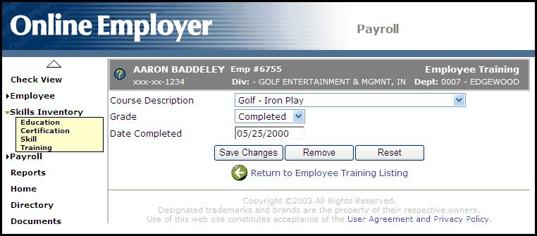 41 Fields You May Edit Course Description Replace or modify an employee training course description by selecting the appropriate predefined course from the adjacent drop down box.