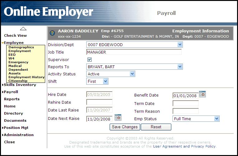 6 Division/Department (Optional Field) This field contains the active employee s work Division and Department. Edit by selecting a value from a list of Division/Departments.