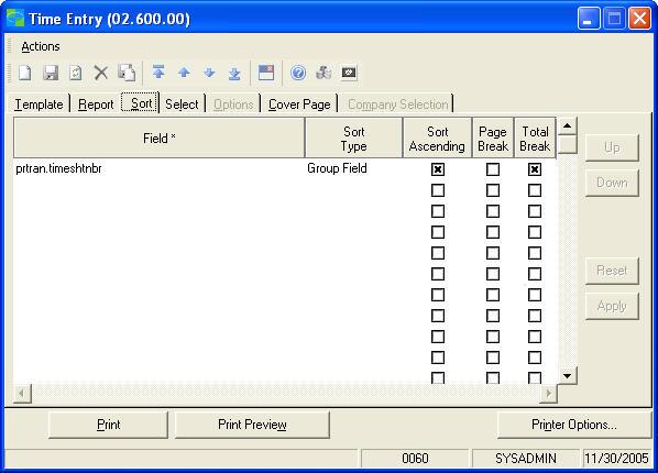 Sort and Select Statements Sort Statements The Sort tab contains multiple rows, with five (5) fields per row.