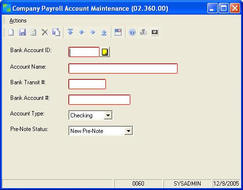 Data Field Illustrations Company Payroll Account Maintenance 02.360.00 Screen Ddbank.