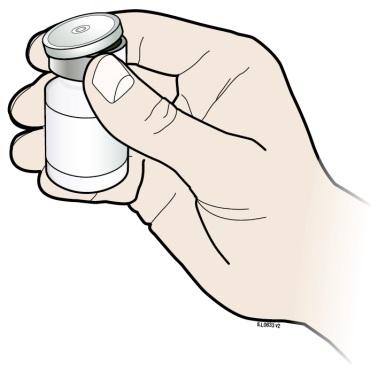 Step 2: Get Ready D Take the cap off the vial. Clean the rubber stopper with one alcohol wipe.