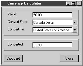 Using the currency calculator The currency calculator is a handy way to convert a dollar amount into a foreign currency or vice versa. From the Company menu, choose Currency Calculator.