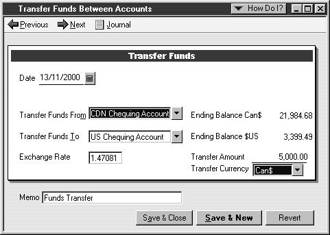 Transferring foreign funds You can transfer money from a home-currency bank account to a foreign bank account or from a foreign account to a home-currency account.