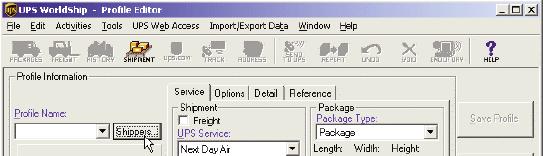 Profiles Profile Editor Use the Profile Editor to add, delete or modify a profile, which is a saved collection of predefined preferences, including various service options, package options, shipment