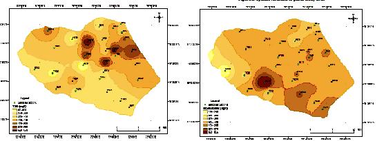 1: Spatial variation of EC in study area Fig.