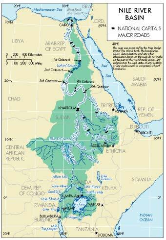 In the Nile Basin, the Nile River is fed by the monsoon dominated Ethiopian highlands and the equatorial Lake Victoria.