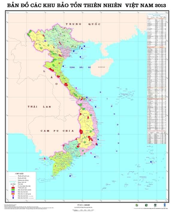 Protected areas in Vietnam (2013) - 164 forest protected areas; - 16 marine PAs - 45 inland watter