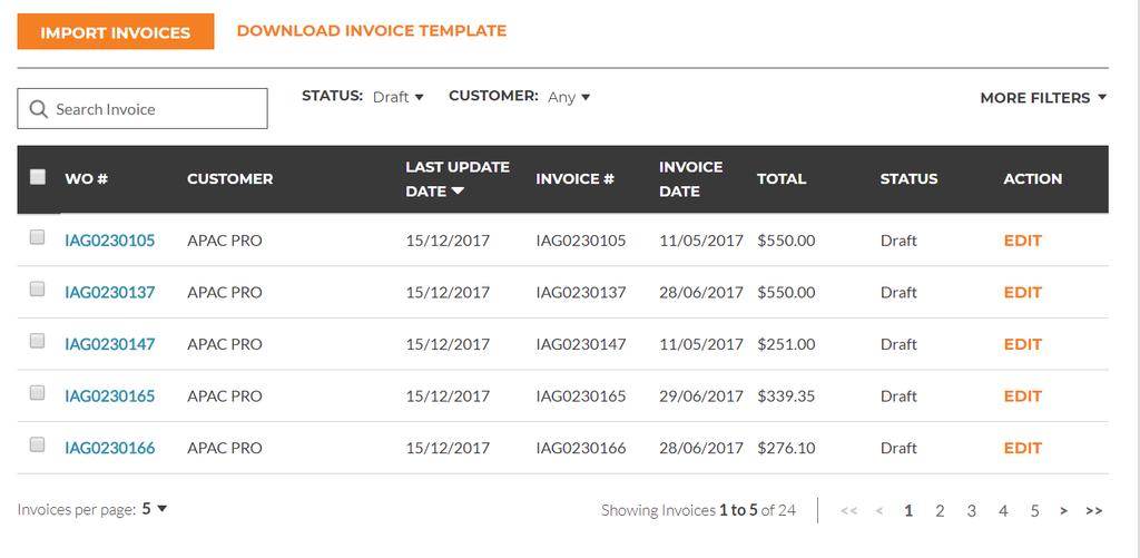 Invoicing App: Bulk Invoice Import Template To import multiple
