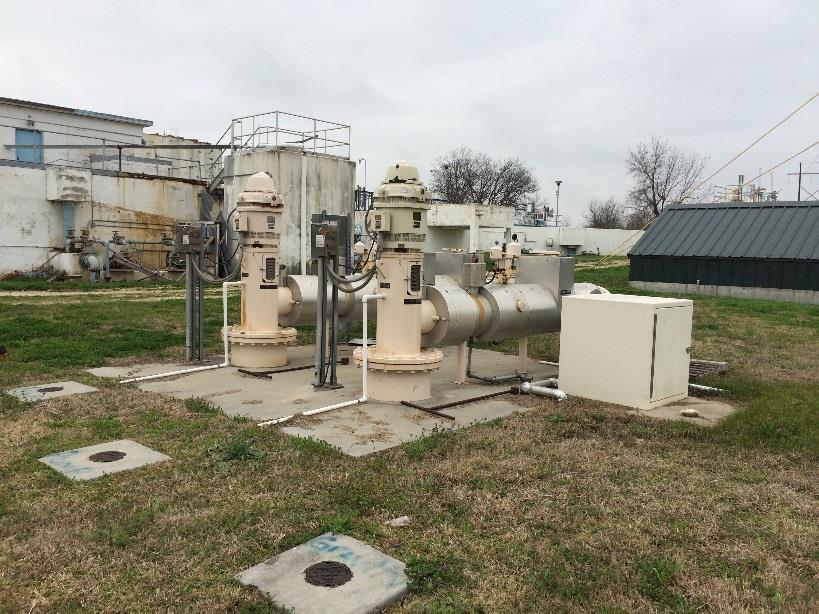 Photo 1. Raw Water Pumps There are three raw water vertical turbine pumps with variable frequency drives (VFDs) located at the raw water pump station.