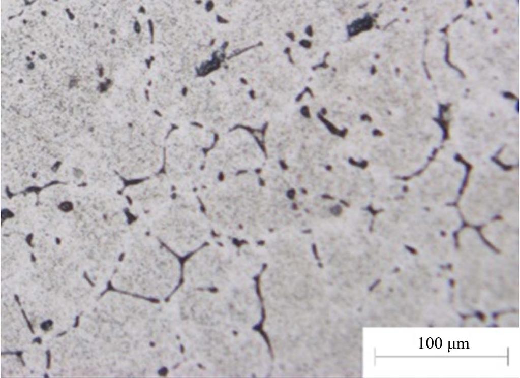 Figure 1. Microstructure of an Al-Mg-Si as-cast alloy (200 ). Figure 2. Micro-Vickers (VHN) values of solutionized samples at various temperatures. Figure 3.