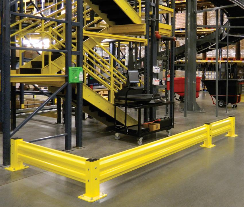 Promote a safe and efficient workplace. Protect staircases and other entrance ways from collision accidents with Cogan heavy-duty guardrail.