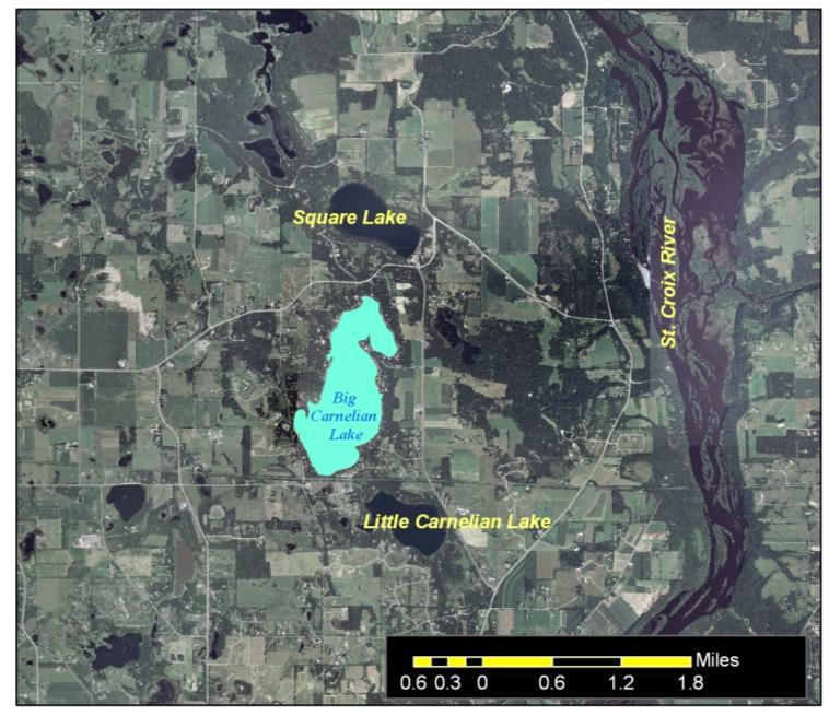 Monitoring Case Study/Example: Big Carnelian Lake, Washington County Big Carnelian Lake in Washington County was identified as a lake that may meet the criteria for a Flow- Through lake