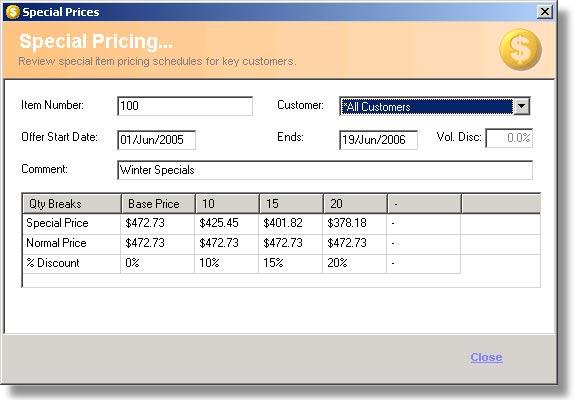 Manage special pricing schedules directly from your MYOB accounting software as Item Sales Quotes.