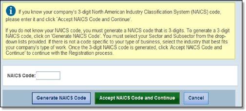 Page 80 of 109 The NAICS Code page displays the NAICS code entered when your company enrolled in E-Verify. To modify the NAICS Code field: Enter the new three digit NAICS code.