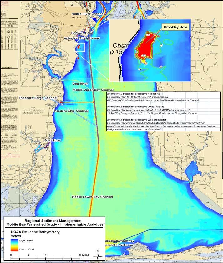 BU of Dredged Material to Fill Brookley Hole Recommendation to pursue permitting processes to implement BU action Fill Options - Fill to some level of productivity - Fill to surrounding grade through