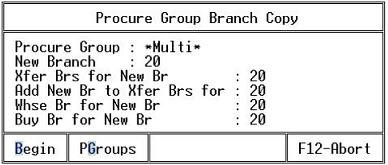 Use the Procurement Group Branch Copy utility (Purchasing > Maintenance) to add this type of setup quickly and without the need of a mass load.