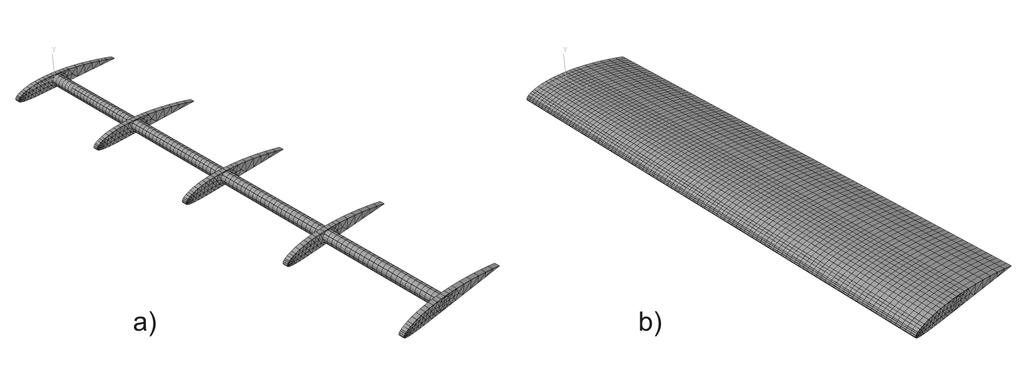 the internal part of the wing three-dimensional finite elements were employed and the outer skin of the wing was modelled by shell finite elements. Figure 1.