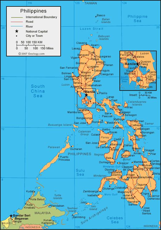 General Information Philippines Located in Southeast Asia Total land area of 300,000 km 2 Composed of 7,107 islands and divided into three (3) main islands Luzon, Visayas and Mindanao Has 17