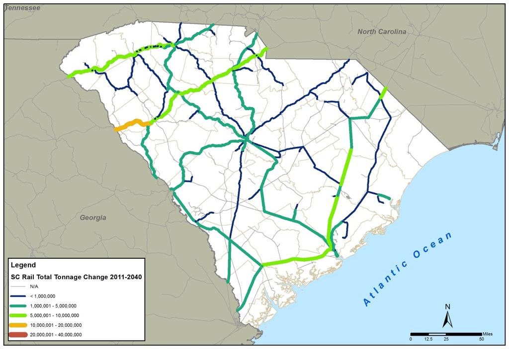 Goods Movement Profile of South Carolina Figure 3 16: South Carolina Rail Freight Density