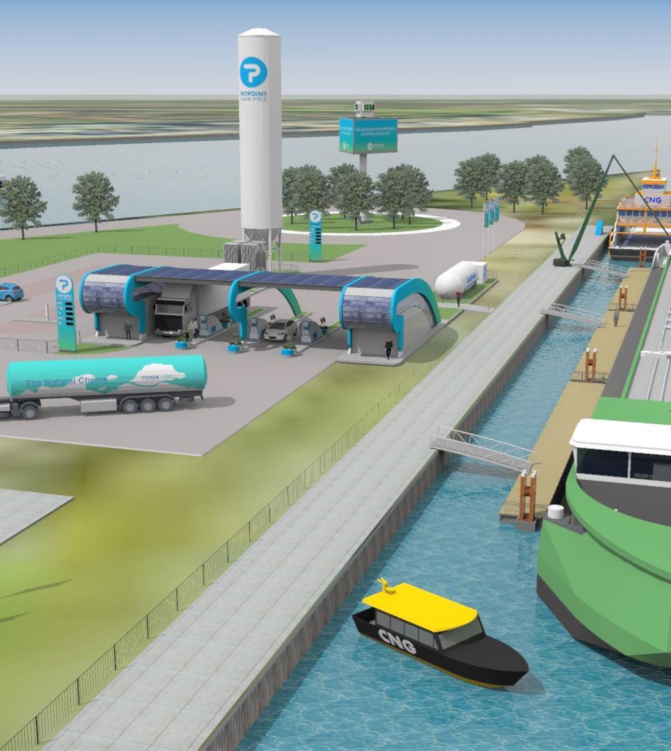 DEVELOPMENT MULTI FUEL GREEN BUNKERING STATION Integrated multi fuel station LNG for ships and trucks CNG/diesel for small