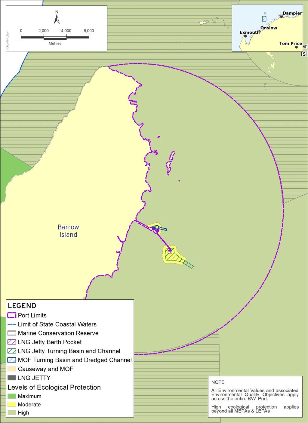 Figure 6-2: Areas of Ecological Protection within the Barrow Island Port Area