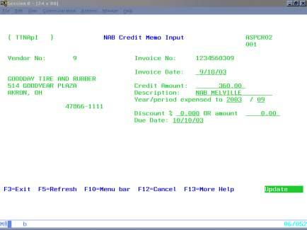 Here you can change information entered on the initial Accounts Payable entry screen.
