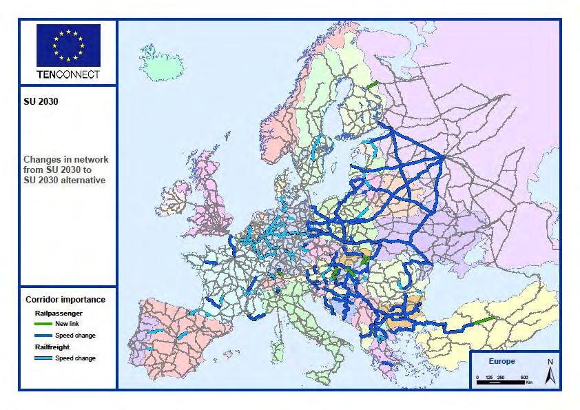 A policy scenario with more infrastructure development The policy scenario based on the High Growth Scenario assumes a further development of the infrastructure in the EU and neighbouring countries.