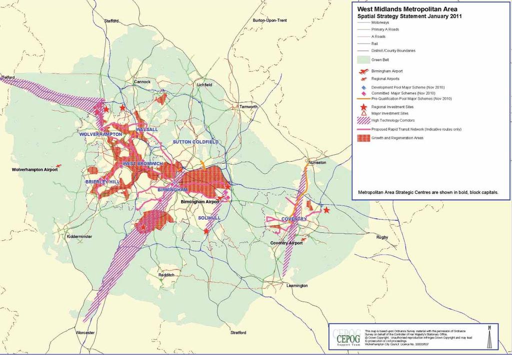 Fig. 4 Map of West Midlands Metropolitan Area Spatial Strategy Statement January 2011 Key