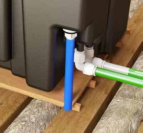 Connect the mains outlet from the control panel (F) to the header tank mains water