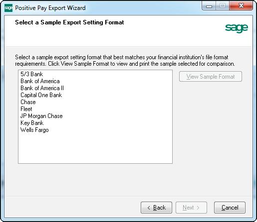 Feature Summary Bank Reconciliation Feature Description New Sample Format Available in Positive Pay Export Wizard The Remit To Name Now Written to Bank Reconciliation During Accounts Payable Check