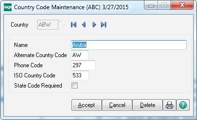 Added Option in Country Code Maintenance to Require State Code Country Code Maintenance is also the location of another time saving feature.