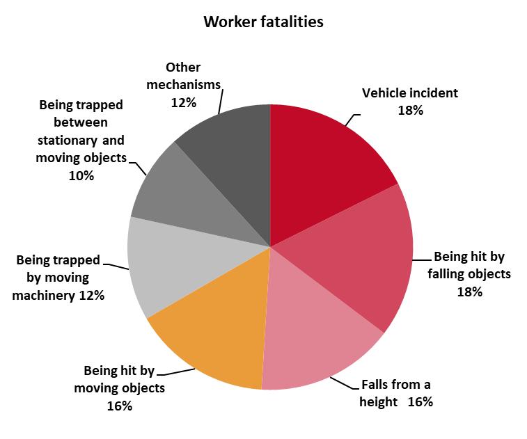 Occupations Truck drivers accounted for the highest proportion of worker fatalities (22 per cent or 11 fatalities over four years) within the manufacturing industry, followed by mobile plant
