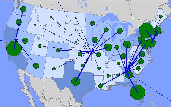 Figure 38: Representative U.S. Distribution Center Networks U.S. Distribution Center Network 4-DC Model including Middle Georgia U.