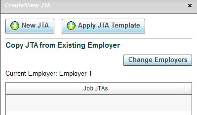 Please complete the following steps to create a JTA for a position: Click on 0 in the JTA column The Create/View JTA page opens.