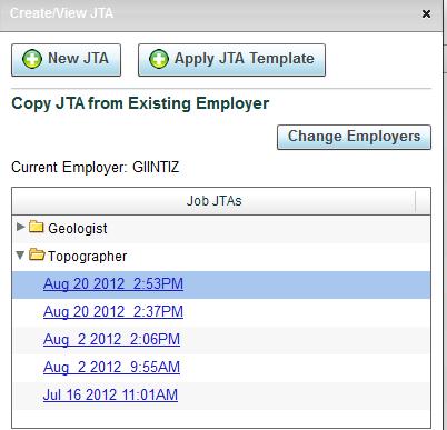 Click on the 0 link in the JTA column in the Jobs tab.