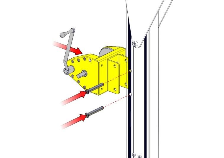 4. Rotate the beam as illustrated. 5. Inserting the clevis pin to take the weight of the beam and secure the pin with the R-clip.