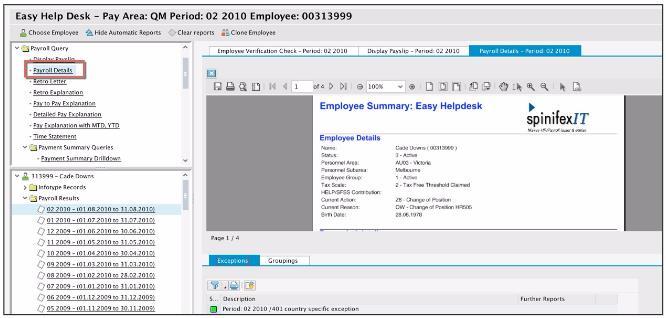 This section is used to display master data information related to the employee.