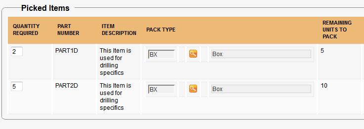 for example, if the picked items are of a packet type, you may want to put the items in a box.