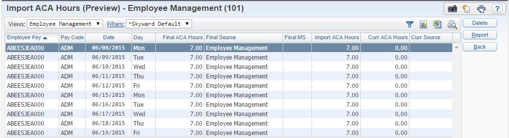 Management Totals view
