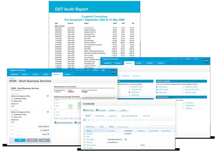 YOUR REPORTS AND CONTACTS Xero has a comprehensive set of reports allowing you to access your financial information with ease in real time.