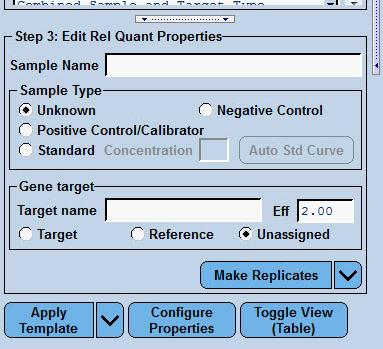 Relative Quantification 5. Enter Gene target information. a.