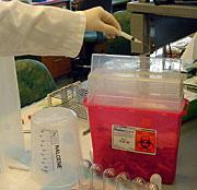 Handling of sharps Puncture-proof containers must be