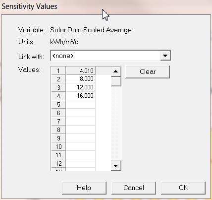 Sensitivity Analysis on Wind Power Click Wind resource Click Edit Sensitivity Values >>