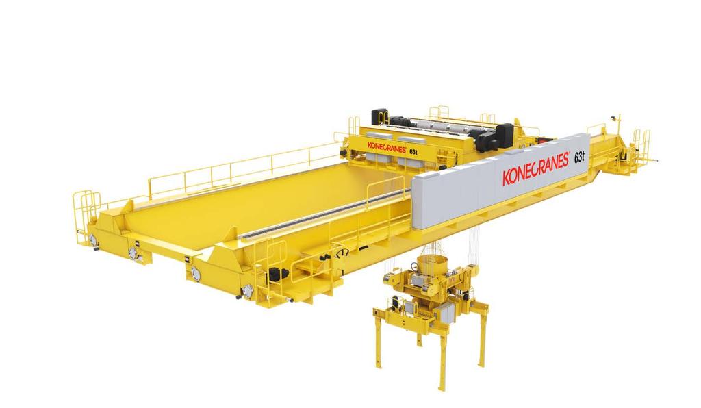 While ordinary manually operated cranes need an operator plus a rigging crew, a semi-automated Konecranes die gripper crane allows one operator to do the job alone more safely picking dies from