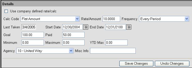 Populate the rate/amount. The rate will be a percentage if you choose a percentage calculation code. 4.