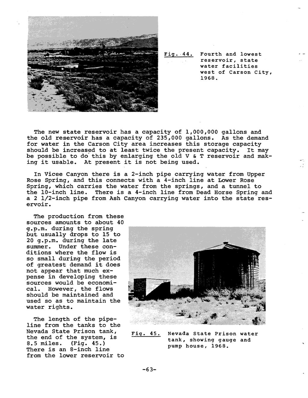 Fig. 44. Fourth and lowest reservoir, state water facilities west of Carson City, 1968.